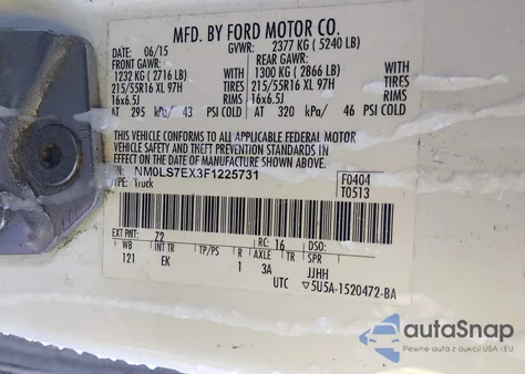 2015 Ford Transit Connect Xl из США, поврежденный, VIN NM0LS7EX3F1225731